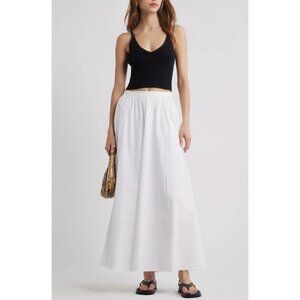 Open Edit Cotton Poplin White Maxi A-Line Skirt Size Small